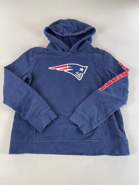 Fanatics Hoodie Size L Youth Navy Patriots Logo Cotton Blend
